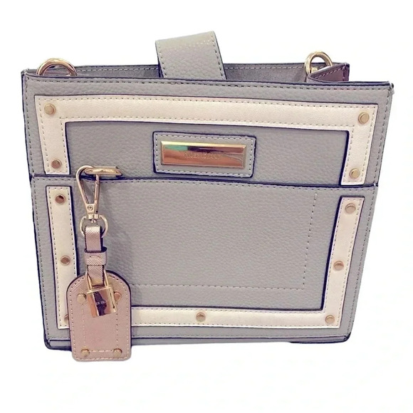 River Island Square Gray Cross Body Shoulder Bag Purse - Picture 2 of 11